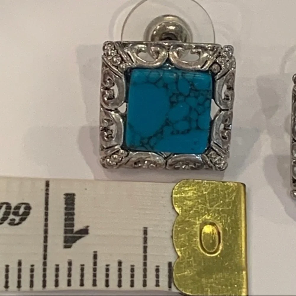 Best signed vintage blue turquoise colored square